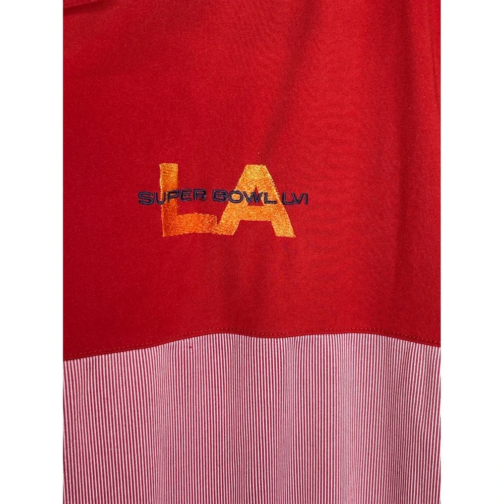 Super Bowl LVI LARGE‎ Men Red Striped Colorblock Performance Polo Shirt Antigua